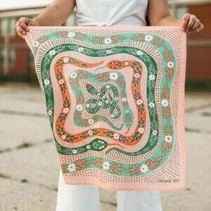 Handker Hemlock Goods Bandana 069 Snake Design Scarf Cotton 22" Square